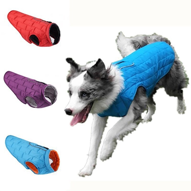 Winter Dog Clothes for Large Dogs Reflective Waterproof Big Dog Vest Jacket Reversible Bulldog Coat Adjustable Clothing for Dogs
